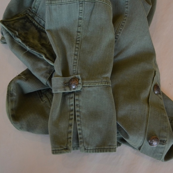 Free People Olive Green One Button Denim Jacket - Picture 7 of 11